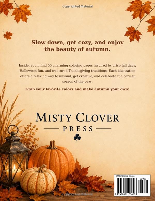 Cozy Autumn Coloring Book - Misty Clover Press Activity Books