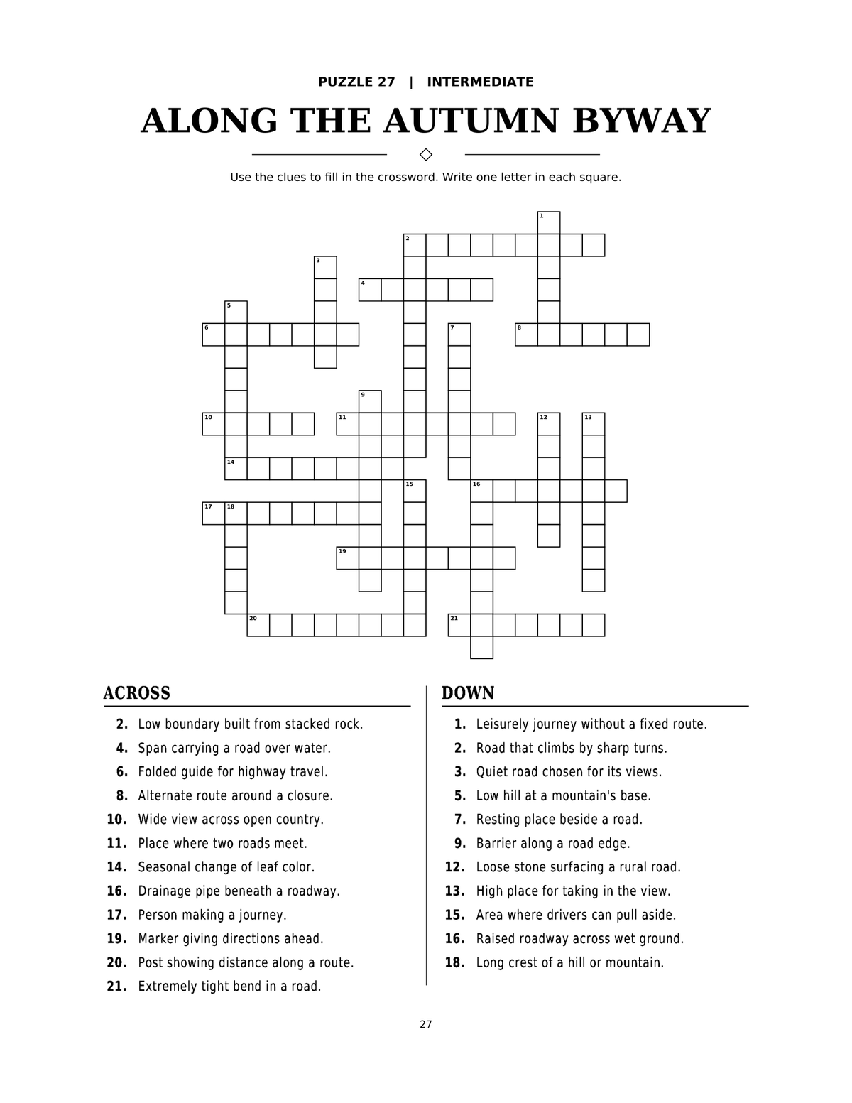 Cozy Autumn – Crossword Puzzle