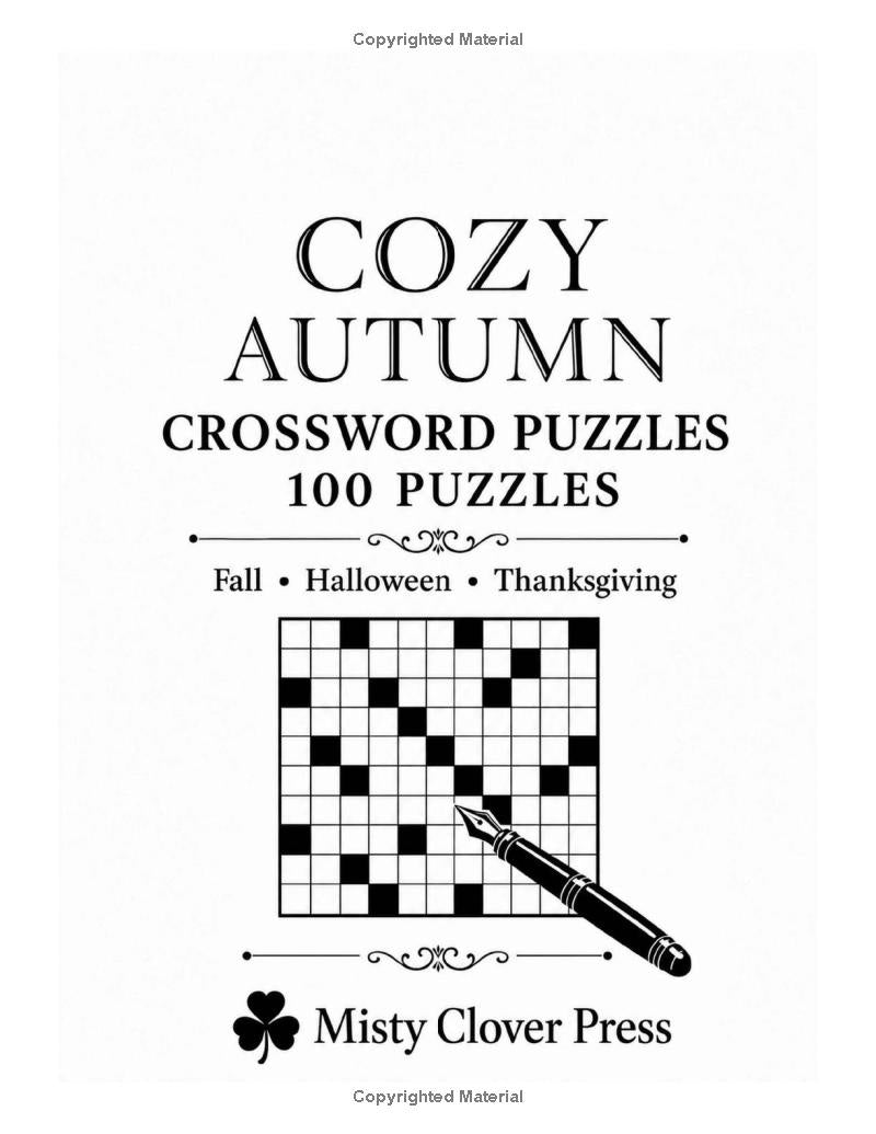 Cozy Autumn Crossword Puzzles - Misty Clover Press Activity Books